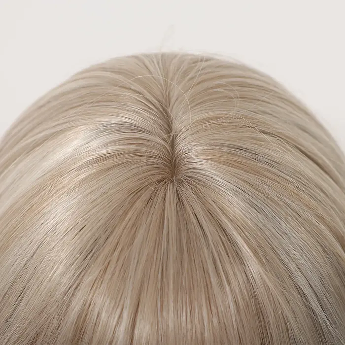 Perruque Bob dégradé blond platine de 12 pouces avec frange