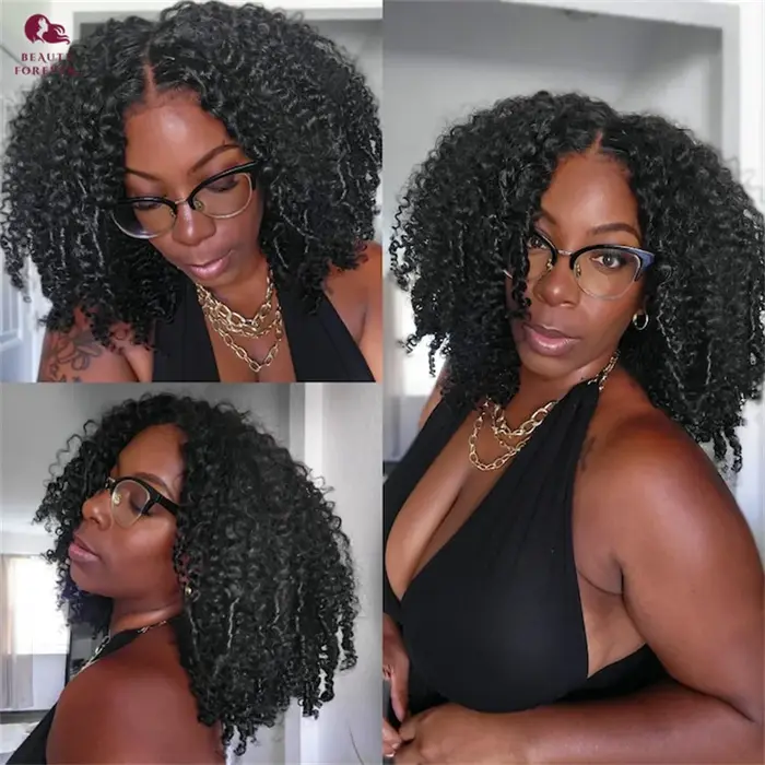 Beautyforever perruque sans colle bouclée crépue avec bords 4C 7x5 nœuds Bye Bye 3.0