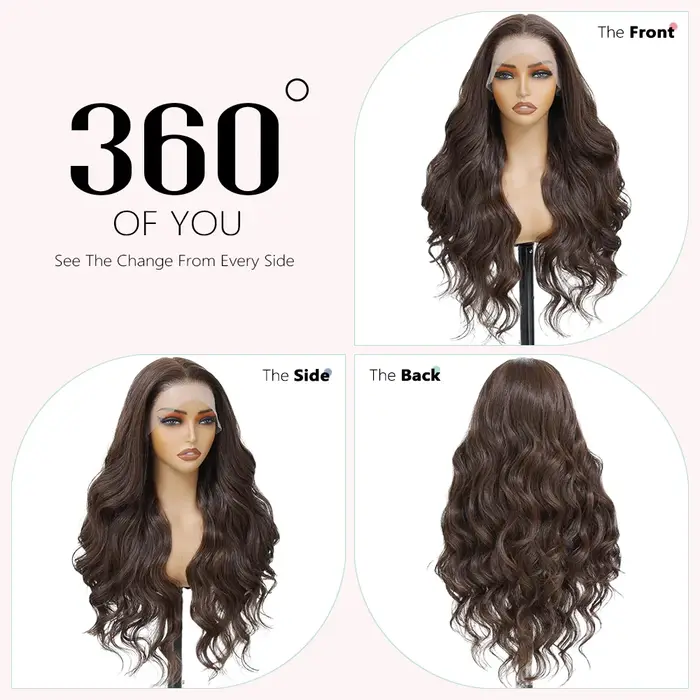 Perruque Lace Frontale 13x4 Body Wave Marron Chocolat HD 220 Densité