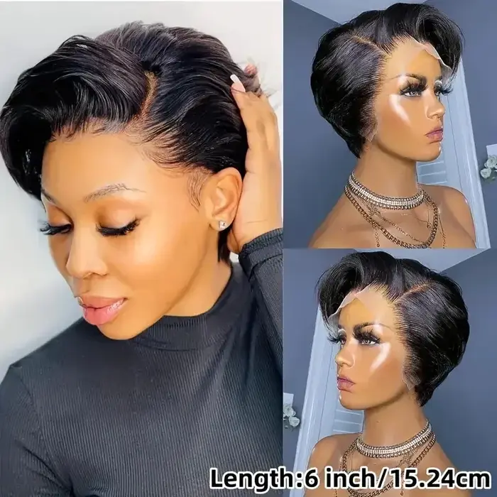 Cheveux birmans partie latérale coupe lutin perruques droites courte Bob perruque