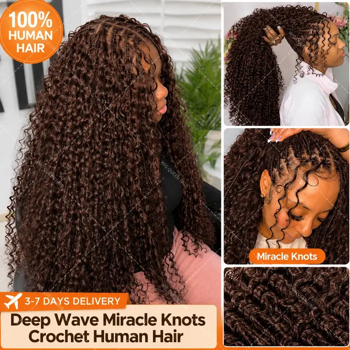 Extensions de cheveux au Crochet brun vague profonde