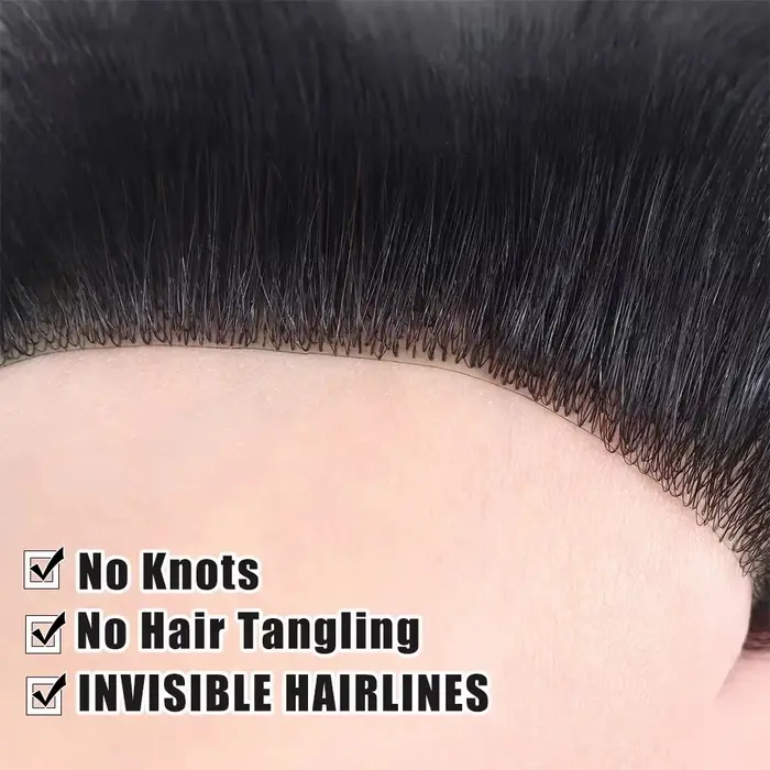 Fronte délié toupet pour hommes haute densité peau de cheveux humains PU