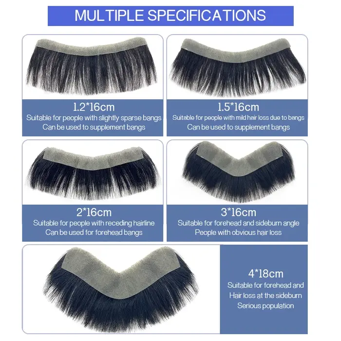 100% cheveux humains hommes PU V boucle avant toupet soigneusement pruneau naturel délié perruques R