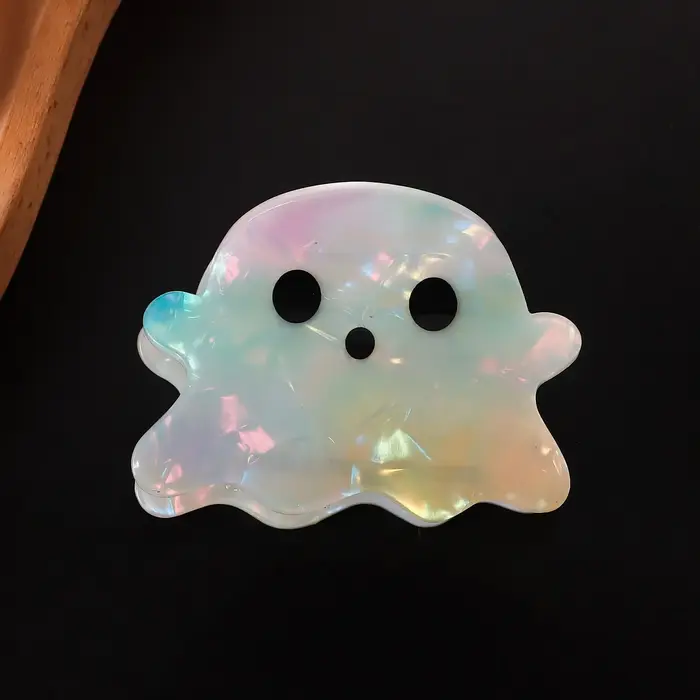 Jolie pince à cheveux fantôme irisé : matériau en acétate, design amusant et Kawaii pour un style qu
