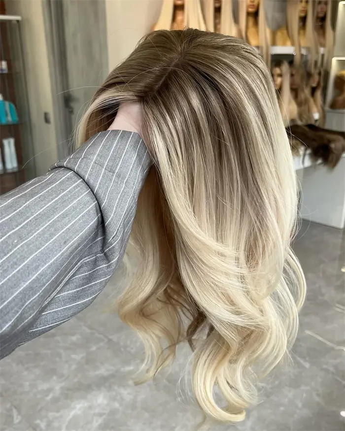 Perruque Lace Front Wig synthétique sans colle HD, cheveux humains de luxe en Fiber mélangée, blanc 