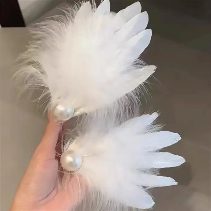 Pince à cheveux en plumes de Ballet pour femmes, 1 paire, Clips latéraux décoratifs de fête élégants
