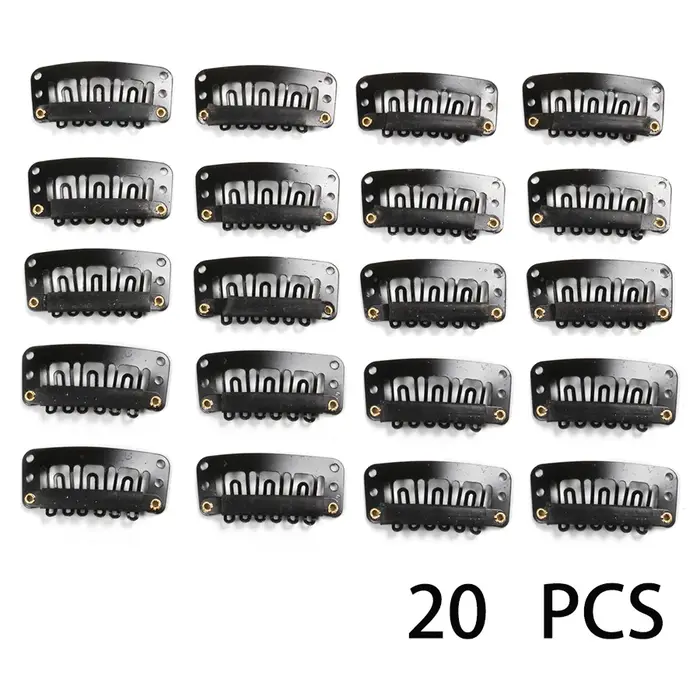 Alileader-Pinces d'extension de cheveux pour femmes, 20 pièces/lot, 6 dents, 33mm, noir/blanc, offre