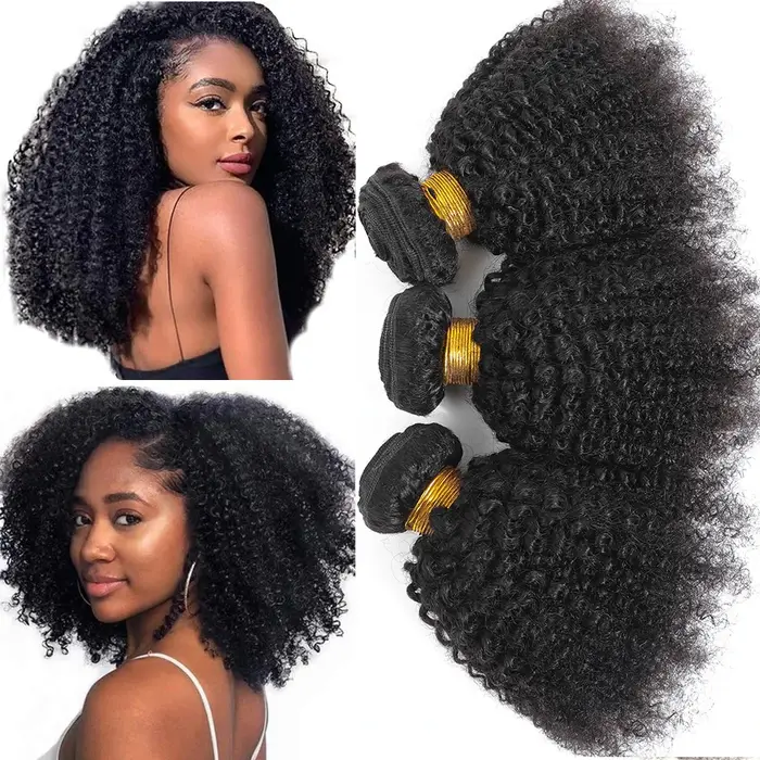 Afro crépus bouclés paquets brésiliens 1/3 Afro crépus cheveux humains paquets affaire 8-24 "Extensions de cheveux bouclés armure de cheveux humains pour les femmes