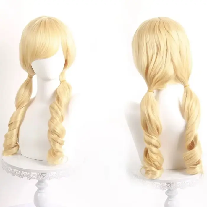 Tomoe Mami Cosplay perruques Puella Magi Madoka Magica combats perruque résistant à la chaleur soie Rose maille