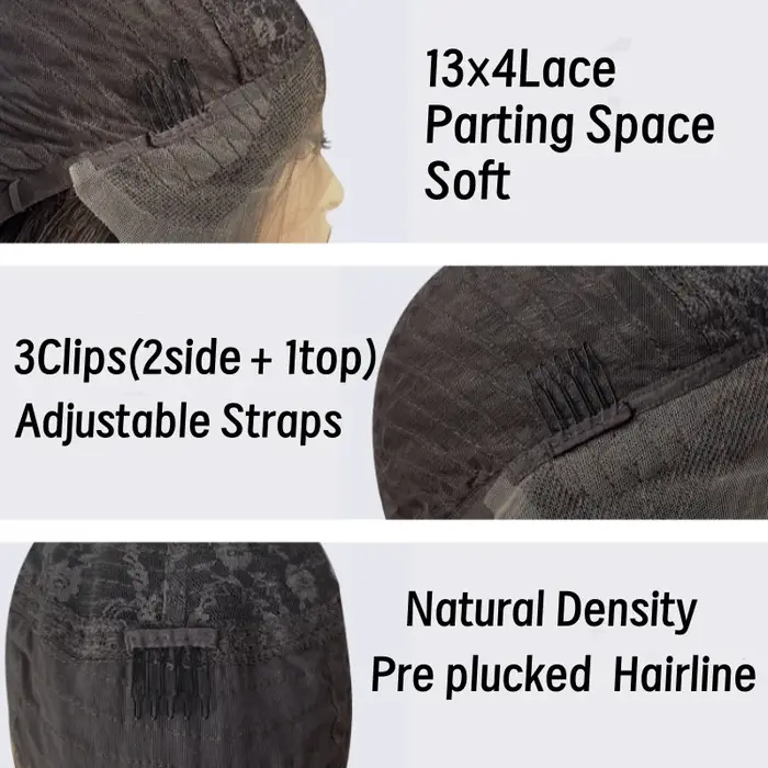 Perruque racines foncées Blonde marron Ombre ondulée Balayage dentelle avant ondulée synthétique den