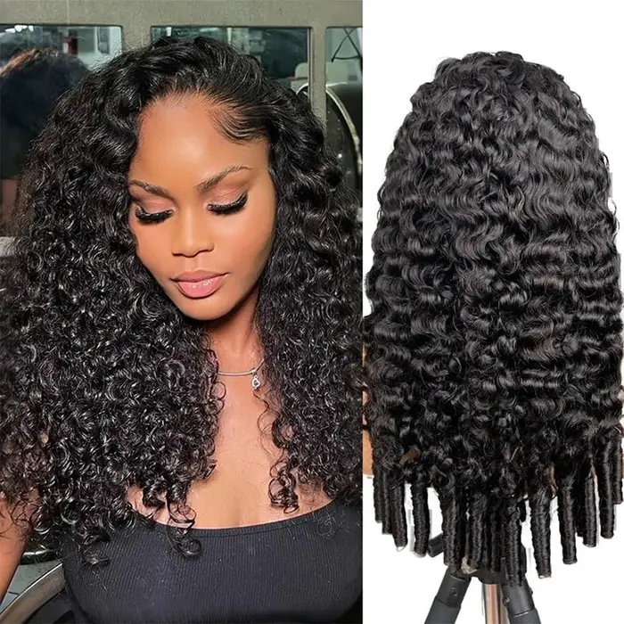 Perruques bouclées birmanes en cheveux humains, perruque frontale en dentelle 7x6, 44-46 pouces pour