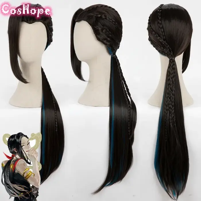 Jamil Viper Cosplay Perruque Synthétique Longue Tresse Noire pour Femme, Perruques Anime, Degré de C