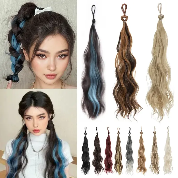 Cheveux synthétiques Chignon Chignon postiches auto-enroulement boule cheveux Bun femme bricolage Chignon cheveux Bun paquet pour augmenter les cheveux désordre Dount