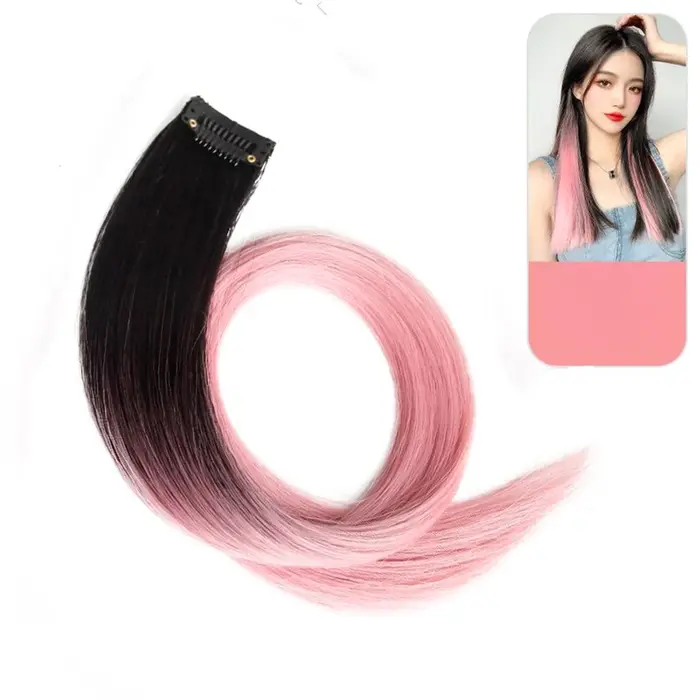Extension capillaire synthétique à Clip, 60cm, postiche longue et lisse, Extension d'oreille suspend