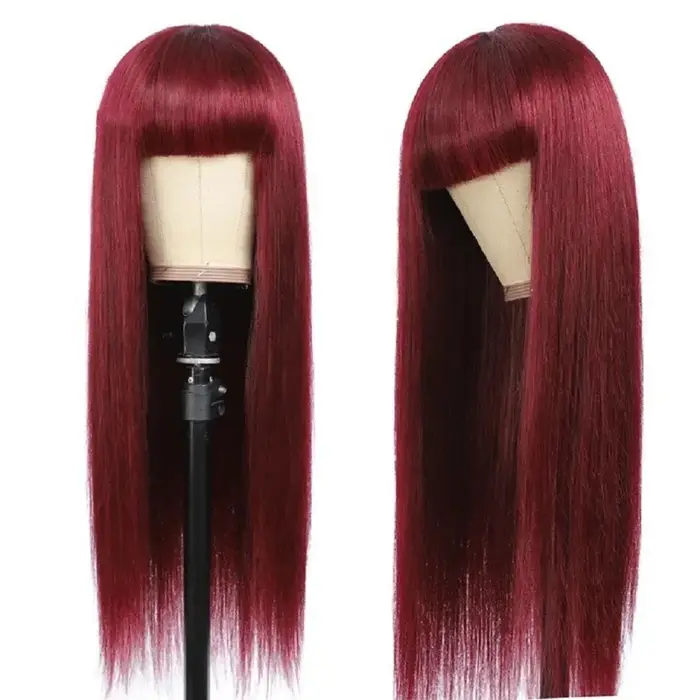 Perruque synthétique rouge bordeaux la plus vendue pour cheveux longs et raides