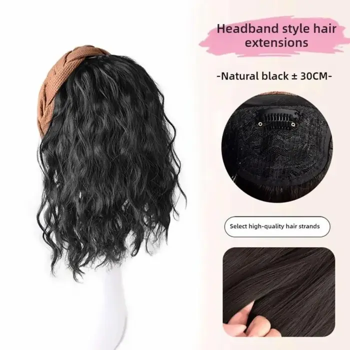 Extension capillaire synthétique longue et bouclée, postiche en forme de U, fausse demi-perruque nat