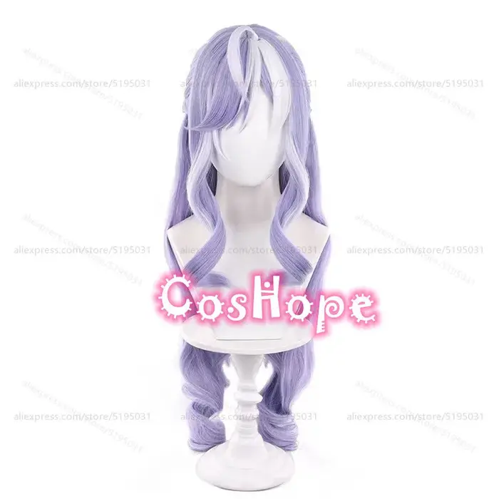 ZZZ Vivian Cosplay perruque 80 cm longue bouclée violet blanc