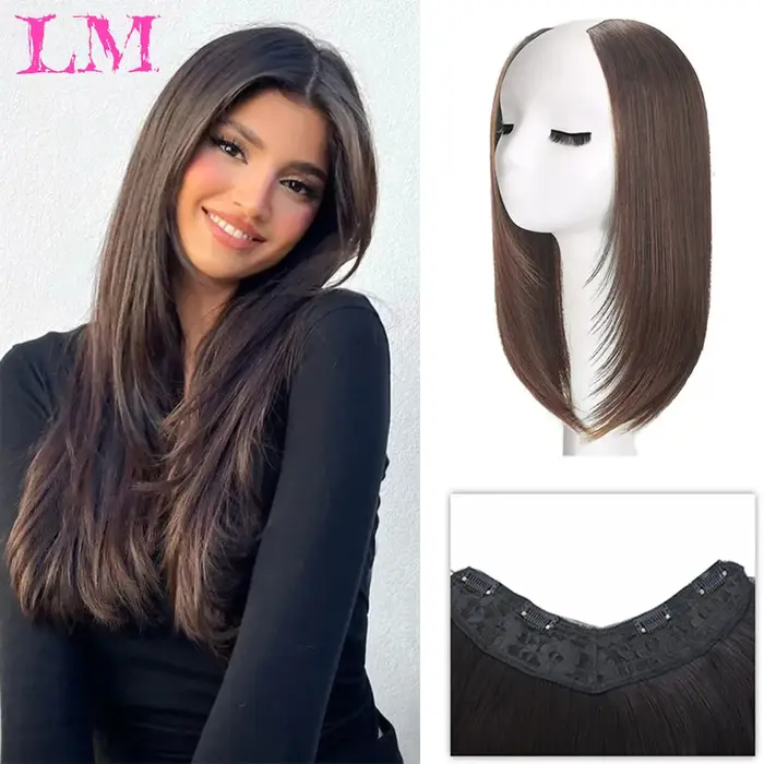 Extensions de Cheveux Synthétiques Longs et Lisses pour Femme