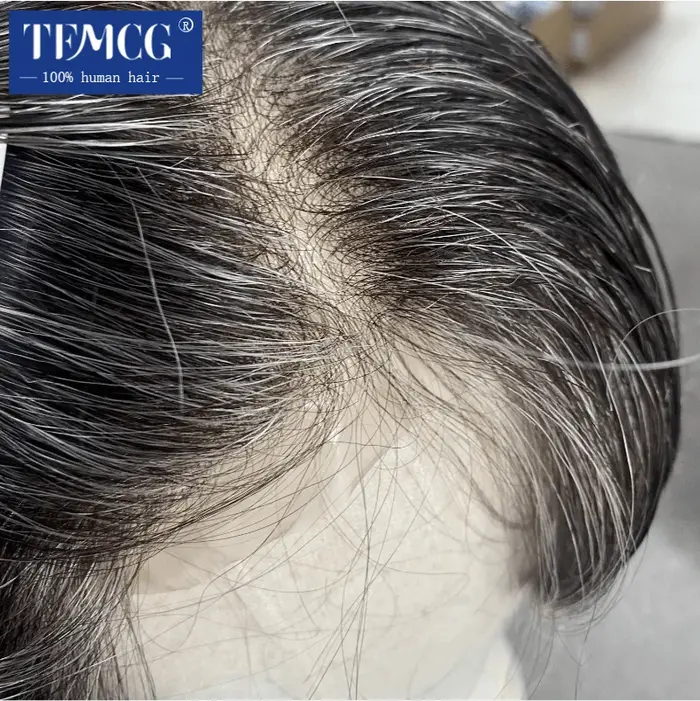 Prothèse capillaire pour hommes, Base de peau fine de 0.03mm, 100% cheveux humains, système de rempl