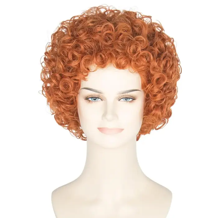 Perruque Courte Bouclée Rouge et Brune pour Femme