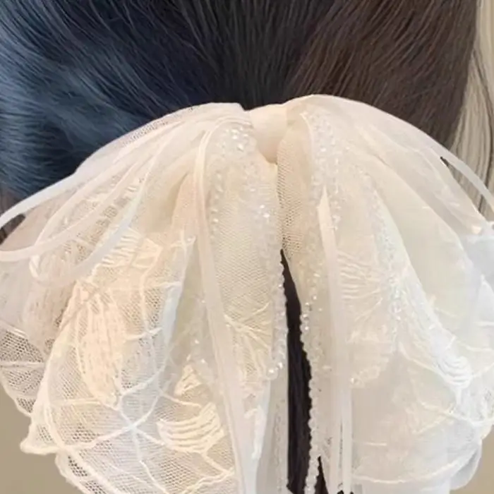 Pinces à cheveux en dentelle brodée avec nœud pour femmes