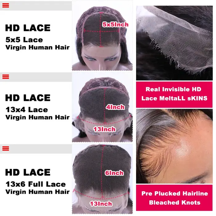 Invisible HD Transparent Lace Wigs 13x6 Lace Front Wig Brazilian Straight Lace Front Virgin Human Ra