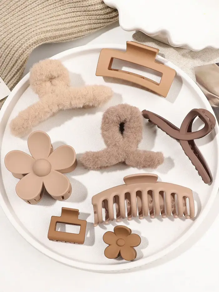 8 pièces automne hiver rose mode cheveux accessoires pour femmes 4.9 pouces grandes pinces à cheveux