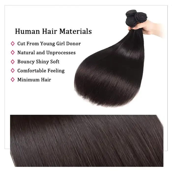 Extensions de cheveux brésiliens vierges Remy à double trame, lisses comme des baguettes, 26, 36, 40