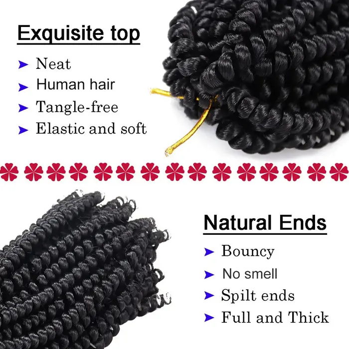 Printemps torsion Crochet cheveux 100% humain moelleux bombe