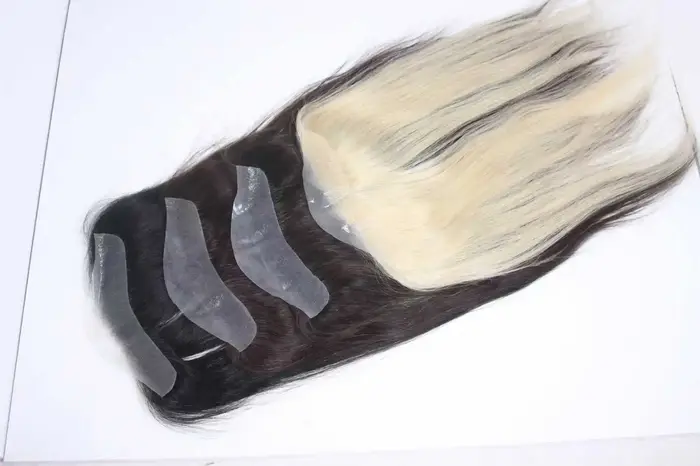 100% cheveux humains pleine Pu femmes délié perruque 13 pouces 2*16 cm noeuds blanchis aspect naturel
