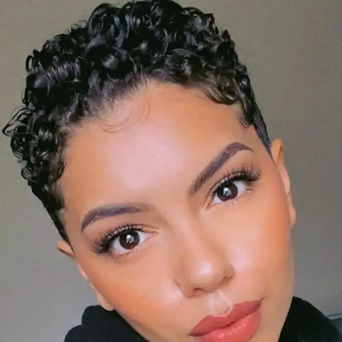 Perruques courtes coupe lutin pour femmes noires cheveux synthétiques Afro perruque lutin couleur no