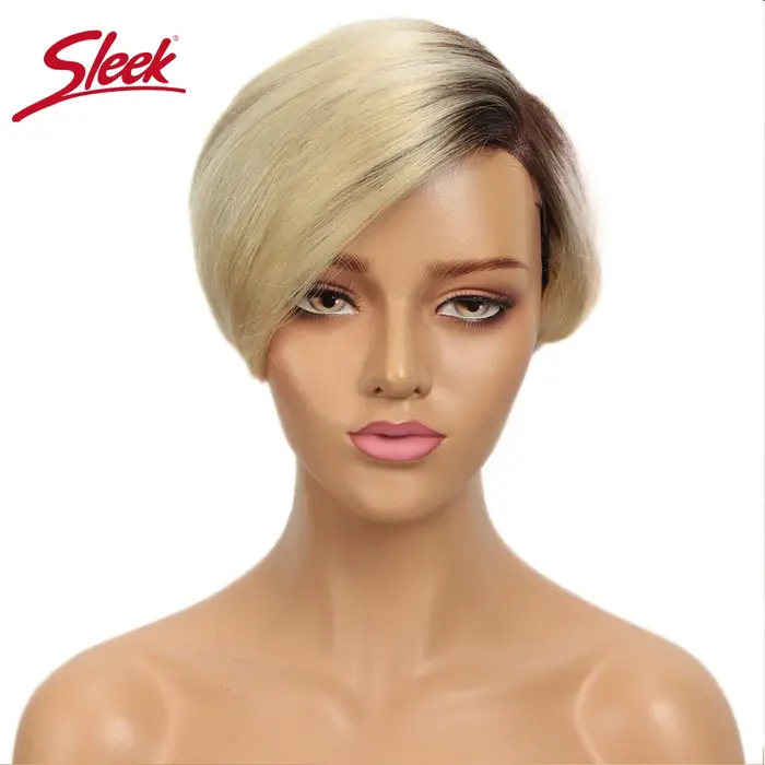 Perruque Bob Lace Front Wig Remy brésilienne naturelle, cheveux lisses, blond élégant, noir foncé, gris, 613
