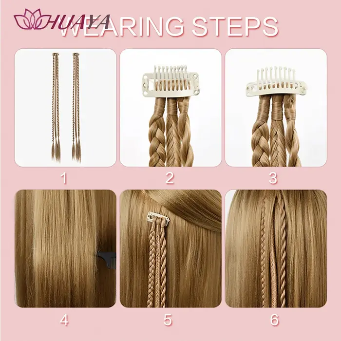HUAYA-Tresses frontales à clipser avec 3 tresses sur chaque clip, 22 pouces de long, postiches synthétiques naturelles et douces pour Gi