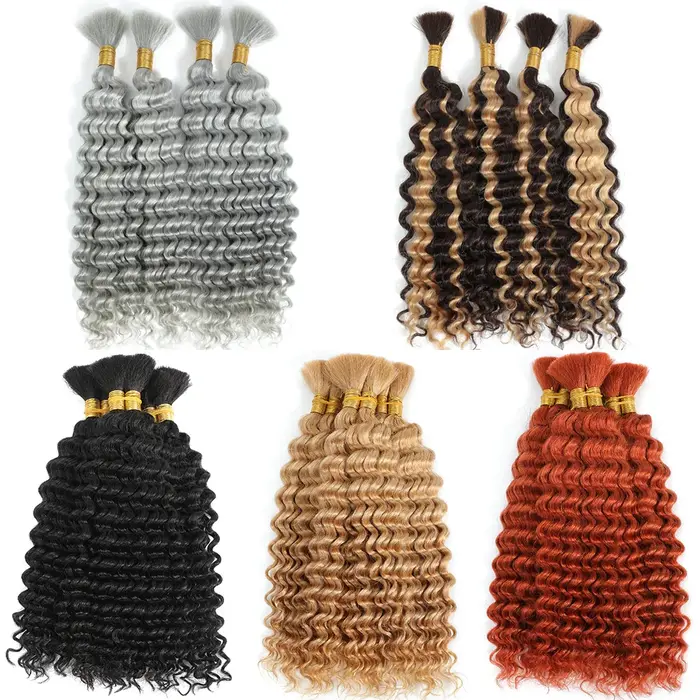 2 lots de cheveux humains à tresser pour tresses bohèmes