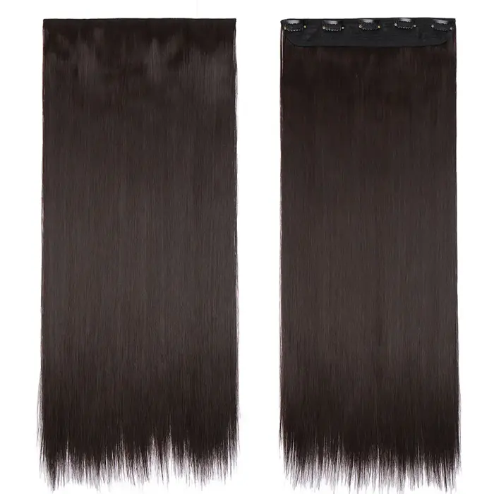 S-noilite Synthétique Clip dans les Extensions de Cheveux Noir Brun Naturel Droite 58-76 cm Long Haute Tempreture