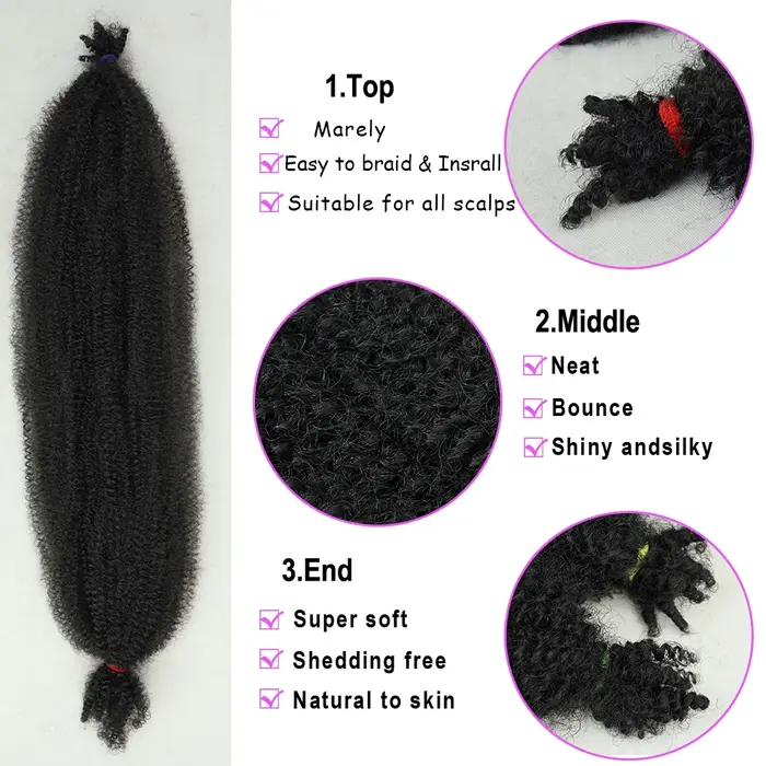 Extensions de cheveux afro crépus Marley pour tresses au crochet