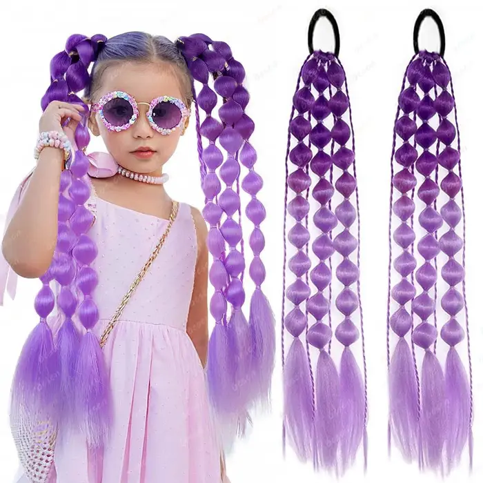 Extension de queue de cheval synthétique pour filles, extensions de cheveux colorées légères, extens