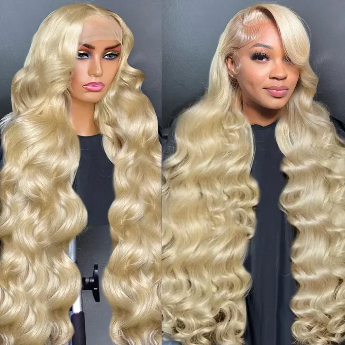 Perruque Lace Front Wig brésilienne naturelle, cheveux blonds, 13x4, 13x6, pre-plucked, transparent 