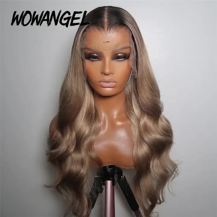 34inch Ash Blonde Body Wave Real HD Lace Front Perruque de cheveux humains Melt Skins 13x6 Full Lace