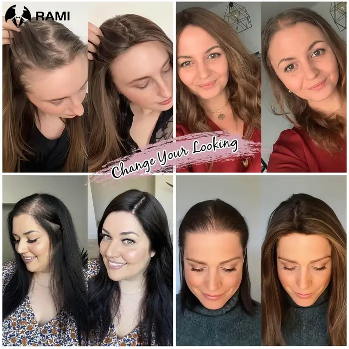 Postiche pour femmes, cheveux humains