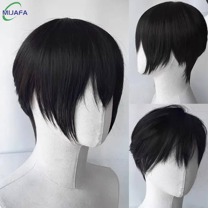 Anime Tobio Kageyama Cosplay perruque adolescent court noir couches Texture coupe résistant à la cha