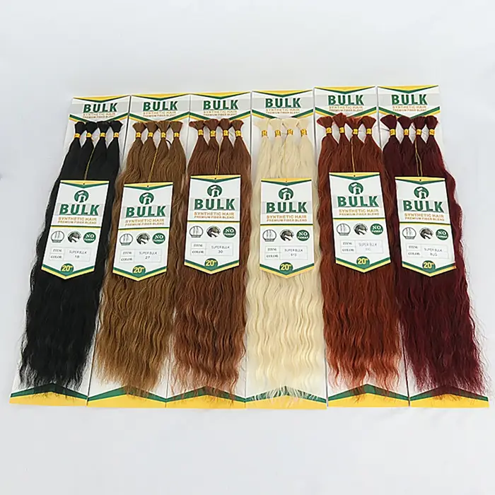 Extensions de cheveux synthétiques noirs blond miel super ondulés en vrac sans trame pour femmes