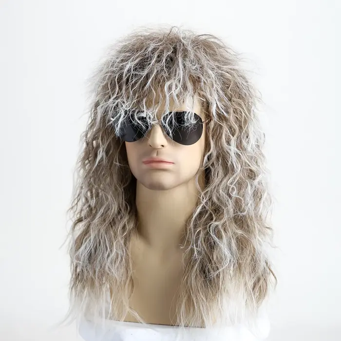 Perruque synthétique Rockstar des années 70 et 80 pour hommes