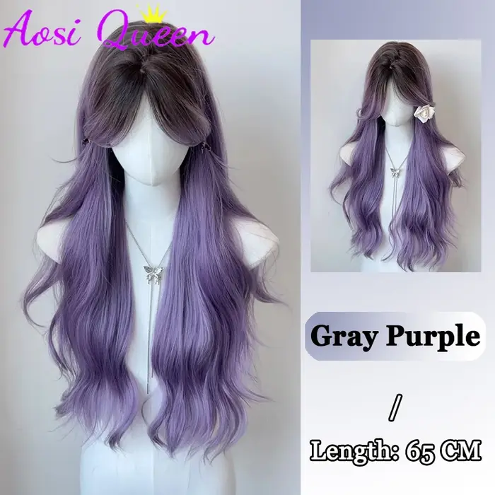 Perruques synthétiques ombrées noires et roses pour Cosplay