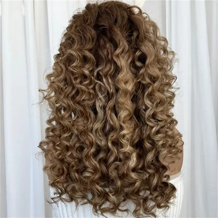 Perruque Lace Front Wig synthétique bouclée et profonde pour femmes, perruque Lace Wig sans colle ma