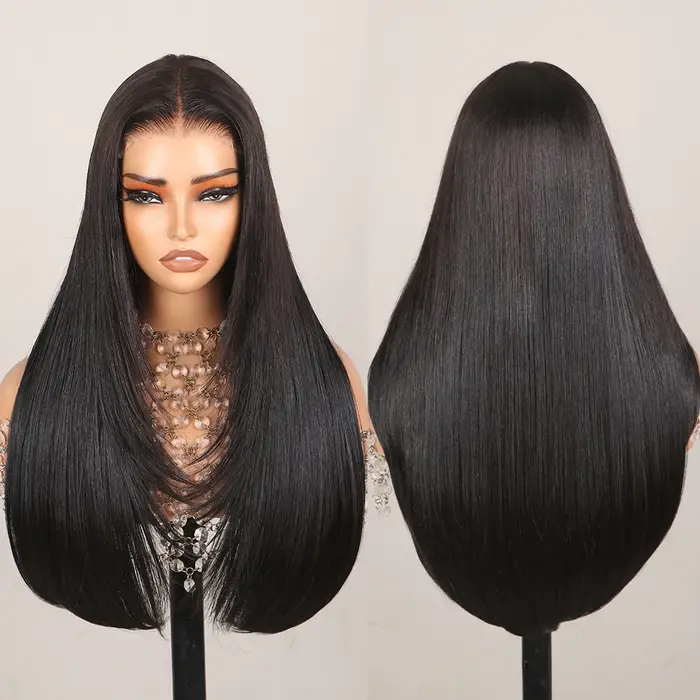 Wear and Go-Perruques de cheveux en couches sans colle