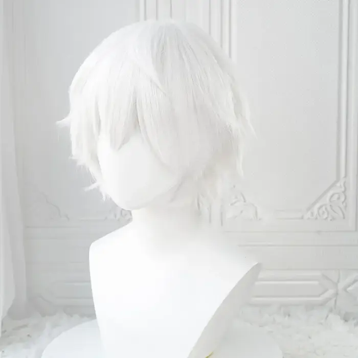 Perruques de Cosplay Anime Kaneki Ken, perruques courtes blanches moelleuses, Patch pour les yeux, c