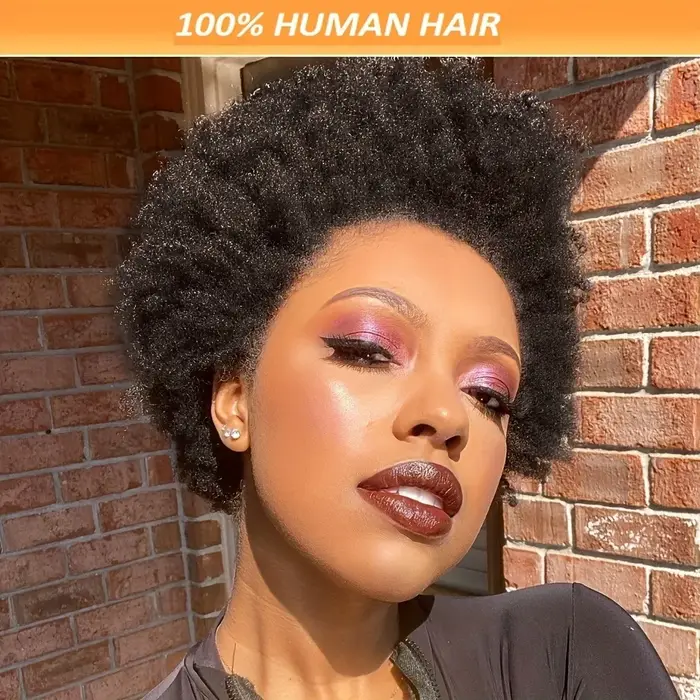 Perruque coupe lutin de densité 150%, cheveux humains vierges brésiliens, 13x4, Lace Front transparente, Afro, crépus et bouclés, Style Bob court