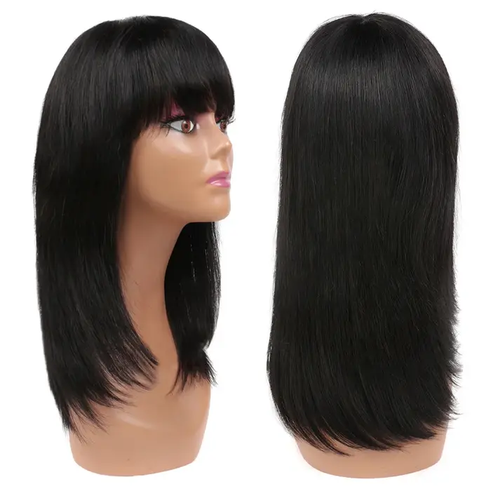 Perruques de cheveux humains droites avec frange Remy brésilien mignon Bob coupe perruque de cheveux