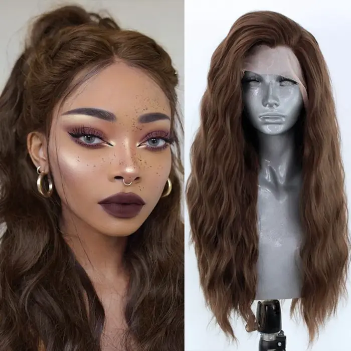 AIMEYA perruque Lace Front Wig synthétique longue ondulée